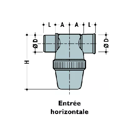 Siphon parcour Horizontale D50 à coller YJ1C Gris
