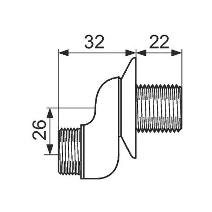 Raccord Excentré 26 mm MM 1/2 3/4 + rosace