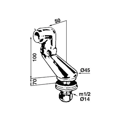 Colonnette de Baignoire excentrée 50 mm - M 1/2" - M 3/4