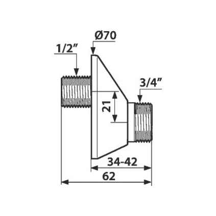 Jeux Raccord excentré Mâle Mâle 21 mm 3/4 1/2 Delabie