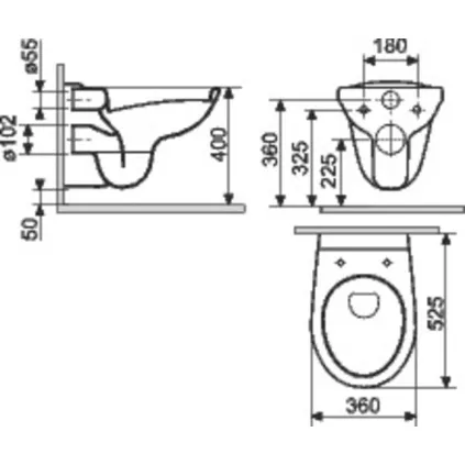 Cuvette suspendue Avec Abattant Gain Place NF