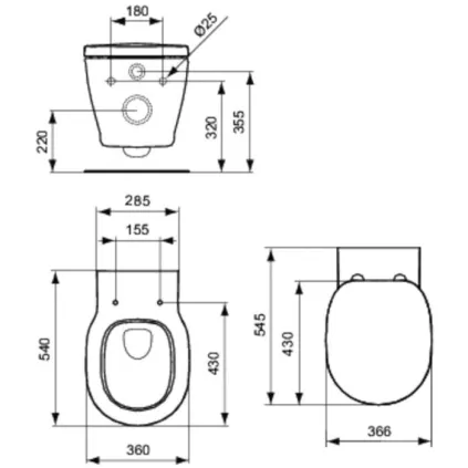 Cuvette suspendue Connect Ideal Standard E719601 avec abattant