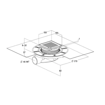 Siphon DOCIA XS Sol Faible Hauteur à carrelé Sans Grille