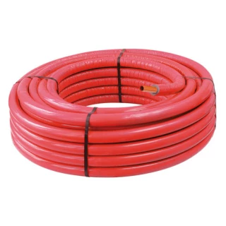 Tube PER 12 mm avec isolation rouge 6 mm rouleau 100 Mètres