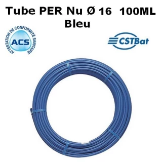 Tube PER Nu Ø 16 Bleu pour chauffage et plomberie