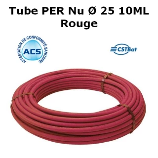 Tube PER Nu Ø 25 Rouge 10M SOMATHERM