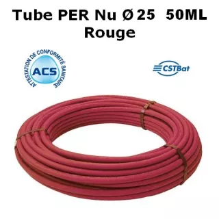 Tube PER Nu Ø 25 Rouge 50M SOMATHERM SOMAPEX