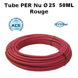 Tube PER Nu Ø 25 Rouge 50M SOMATHERM SOMAPEX