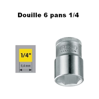 Douille 6 pans 1/4 Diamètre 4mm