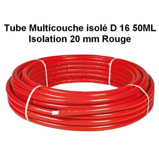 Tube Multicouche D16 mm 50M Isolé 20 mm Rouge ECO-BRICOLAGE