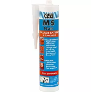 Cartouche de Mastic Geb MS noir 280 ml Collage super fort