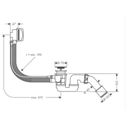 Vidange Baignoire FLEXAPLUS Sans kit finition 58140180