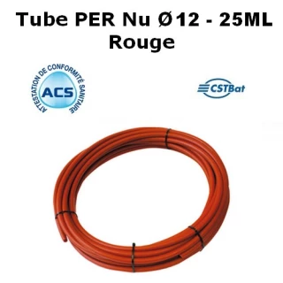Tube PER 12 NU SOMATHERM Rouge 25 Mètres - ECO-BRICOLAGE
