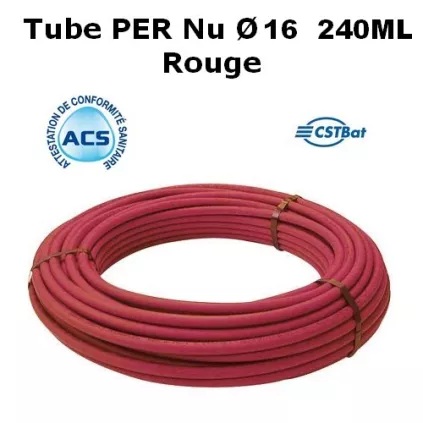 Tube PER Nu Ø 16 Rouge 240M SOMAPEX