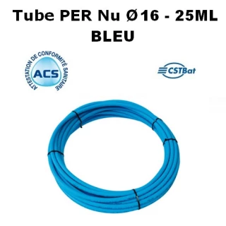 Tube PER NU D 16 25 Mètre Bleu Eau Froide SOMATHERM