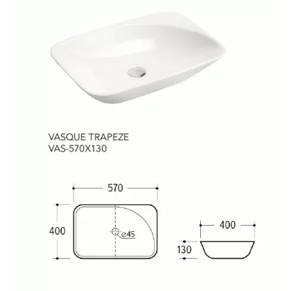 Vasque Céramique TRAPEZE Blanc Brillant