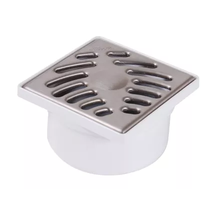 Siphon de sol PVC grille inox 10x10- NICOLL