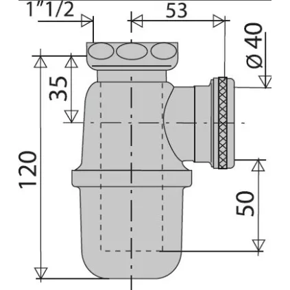 Siphon Evier Laiton chromée Réglable 1 1/2 VALENTIN