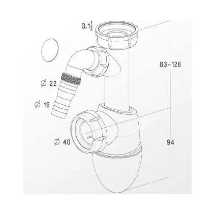 Siphon Evier EASYPHON avec prise Machine à laver