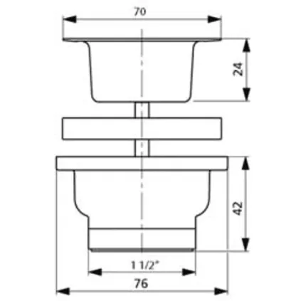 Bonde évier Inox Seul D70 mm Spécial Sur-verse NICOLL