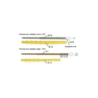 Cheville radiateur 12x200 M6 2 pièces ING FIXATION