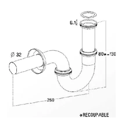Siphon Lavabo Laiton chromée Réglable L3450