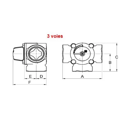 Vanne mélangeuse 3 Voies Laiton Male TERMOMIX