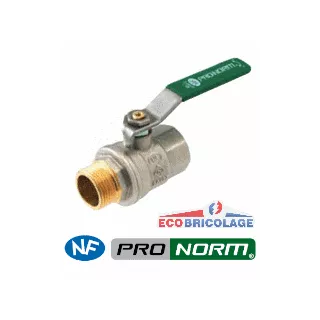 Vanne 1/4 de tour NF MF poignée plate Verte NF SOMATHERM