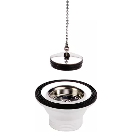 Bonde évier D64 mm à bouchon à chaînette SAS