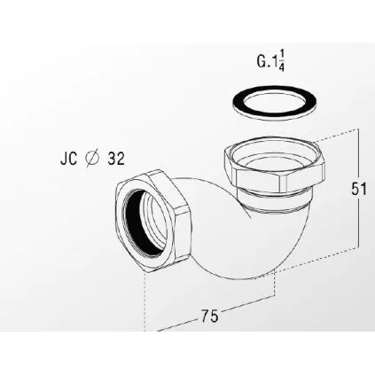 Siphon de lavabo chromée brillant forme P NICOLL