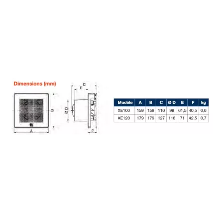 Extracteur EVO mural tempo ø120 170m3/h