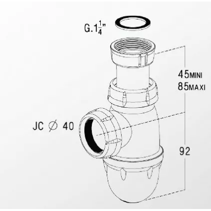 Siphon de Bidet réglable D 32 mm NICOLL