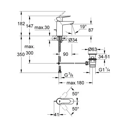Mitigeur Bidet BAUEDGE avec Bonde Métal 23356000