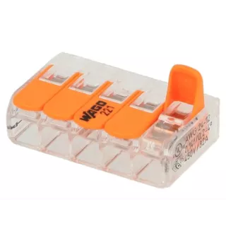 Borne raccordement 5 connexions WAGO 221-615 de 1 à 6 mm²