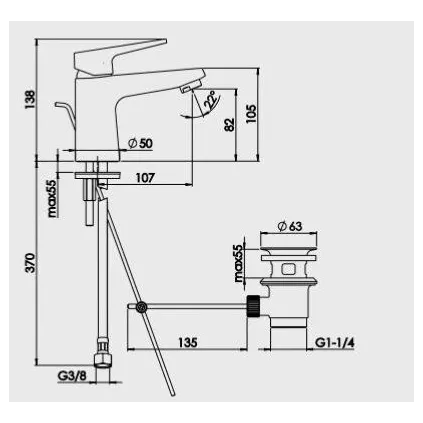 Mitigeur de Lavabo EVO ROLF Avec Bonde de Vidange
