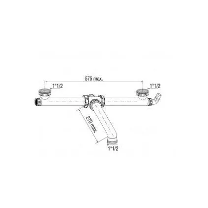 Tubulure gain d'espace pour évier 2 cuves