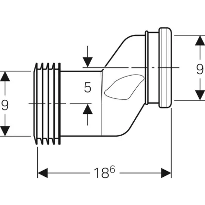 Manchon decalé 5 cm raccordement pour WC suspendu GEBERIT