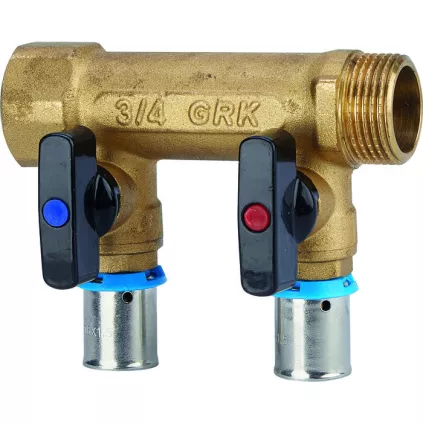 Collecteur Laiton 3/4 MF avec vannes PER à sertir 12 mm GRK