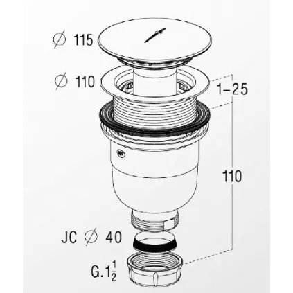Bonde de douche capot ABS Vertical d 90