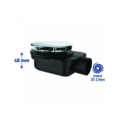 Bonde de douche Smart ultra-plate pour receveur D. 90 mm, H. 48 mm inox