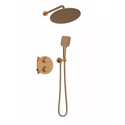 Douche Thermostatique Encastré Rond DRAKAR 2 voies Cuivre Brossé