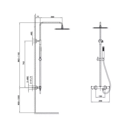 Colonne de Douche Thermostatique Hanaé Noir Mat