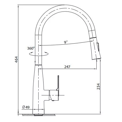 Mitigeur Évier avec douchette Hanaé Noir Mat