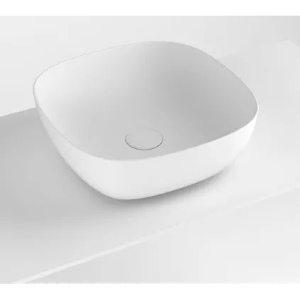 Vasque Céramique HAORI Blanc Mat à poser 370x370x115