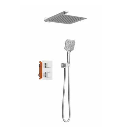 Kit Douche Thermostatique encastré Carré DRAKAR Chromé