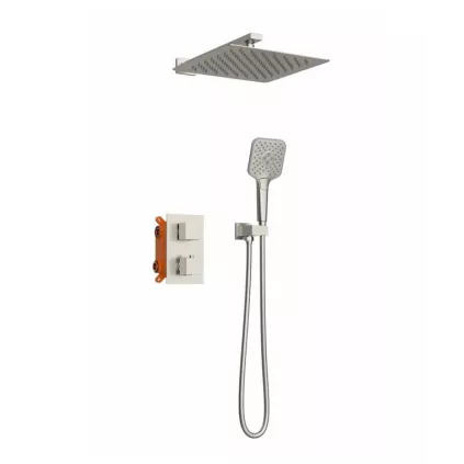 Kit Douche Thermostatique encastré Carré DRAKAR Nickel Brossé