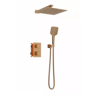 Kit douche thermostatique Encastré 2 voies DRAKAR Cuivre Brossé