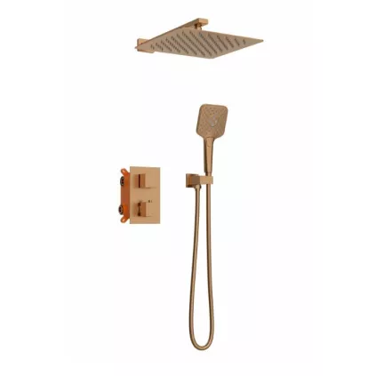 Kit Douche Thermostatique encastré Carré DRAKAR Cuivre Brossé