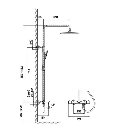 Colonne de Bain-Douche Thermostatique GALA Chromé