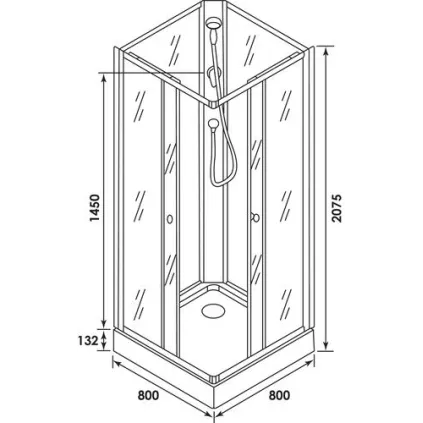 Cabine de douche accès d'angle 80cm YAKO ELMER